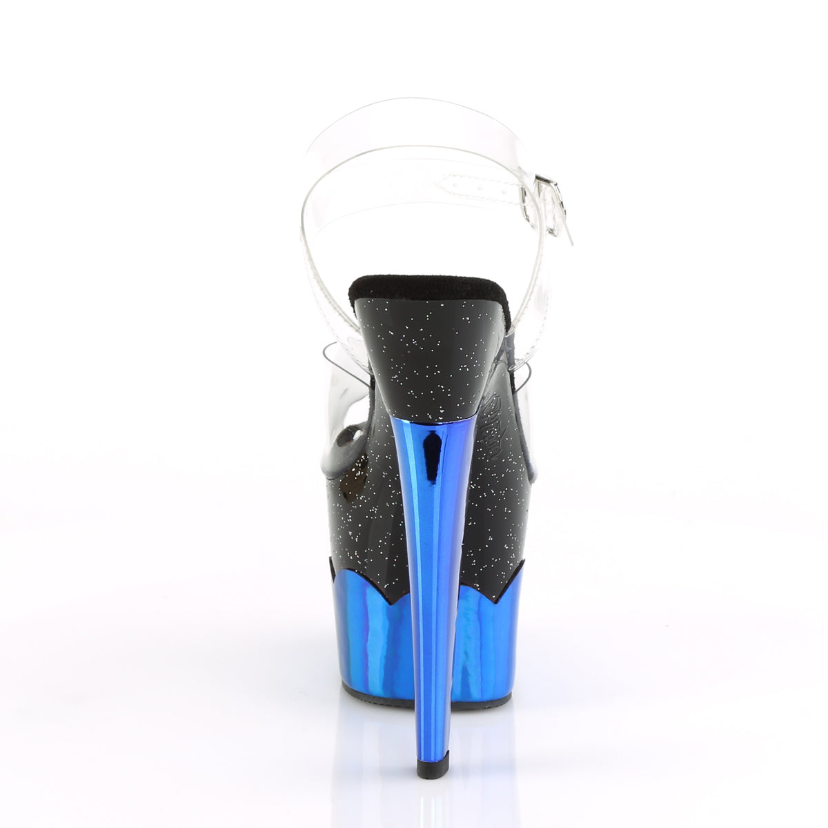 Pleaser Womens Sandals SCALLOP-708-2HGM Clr/Blk-Blue Hologram