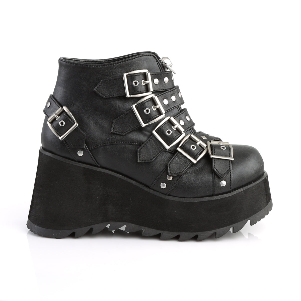 DemoniaCult Botas de tobillo para mujeres SCENE-30 BLK de cuero vegano
