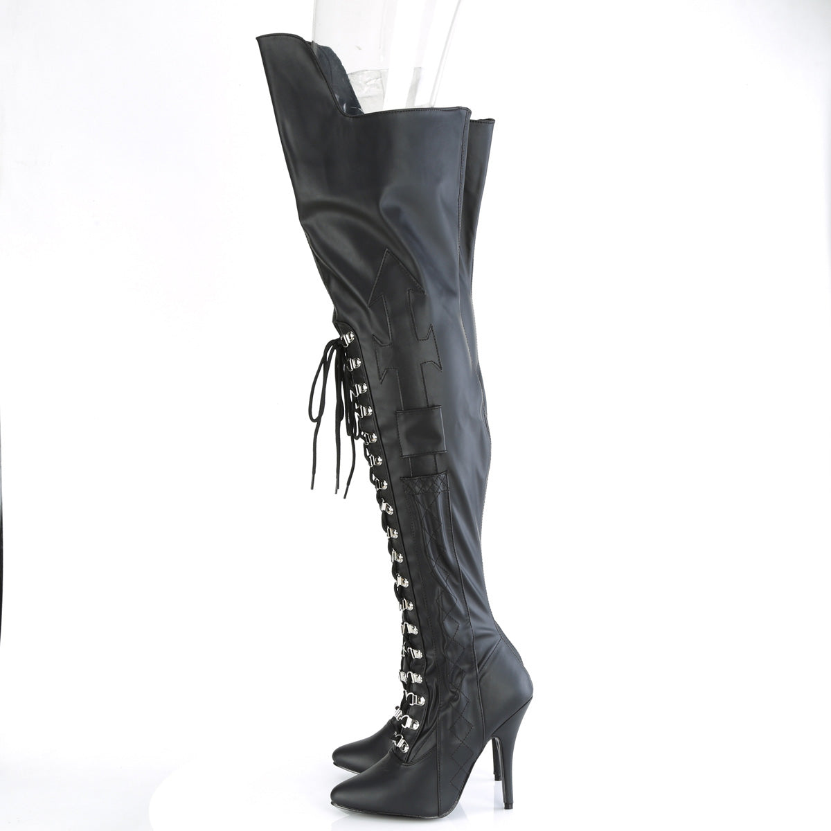 Pleaser Botas SEDUCE-3082 Blk Str. cuero de imitación