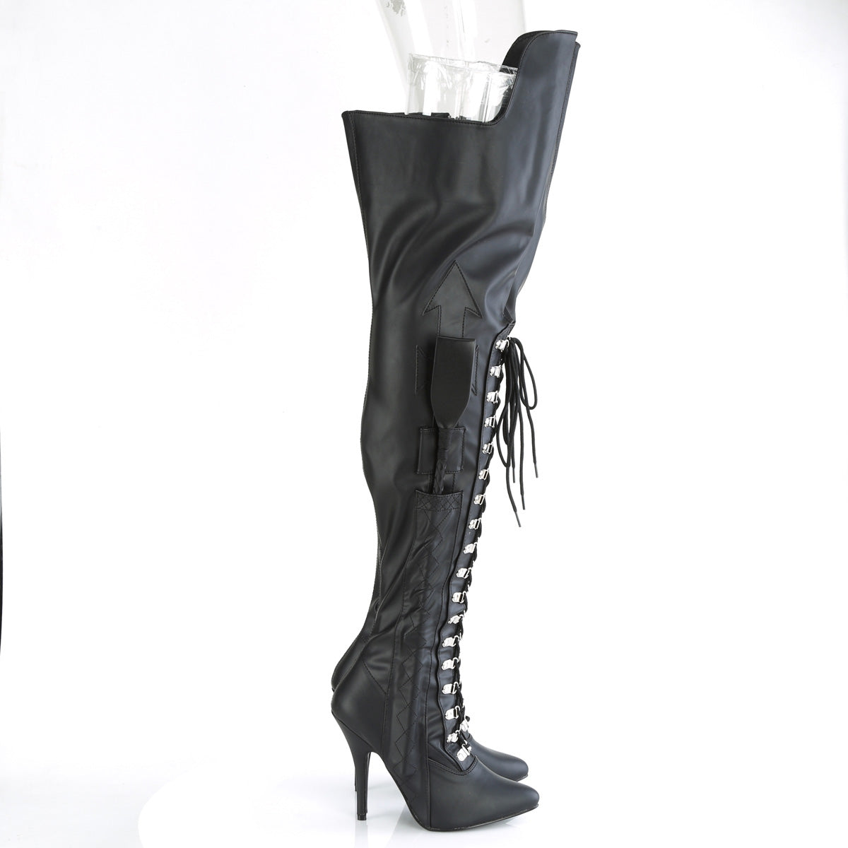 Pleaser Botas SEDUCE-3082 Blk Str. cuero de imitación