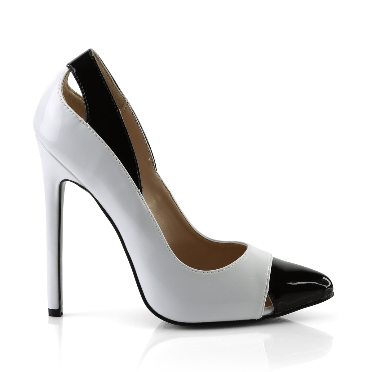 Pleaser Womens Pumps SEXY-22 Wht-Blk Pat