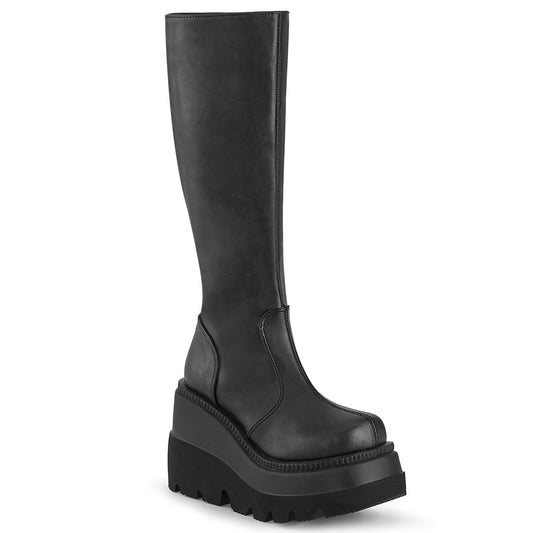 DemoniaCult Botas de mujer SHAKER-100 BLK de cuero vegano
