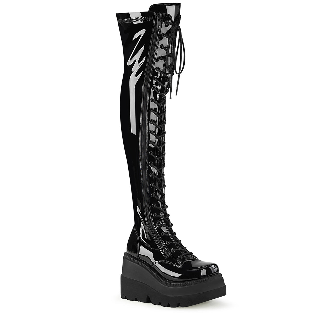 DemoniaCult Botas de mujer SHAKER-374 BLK Patente de estiramiento