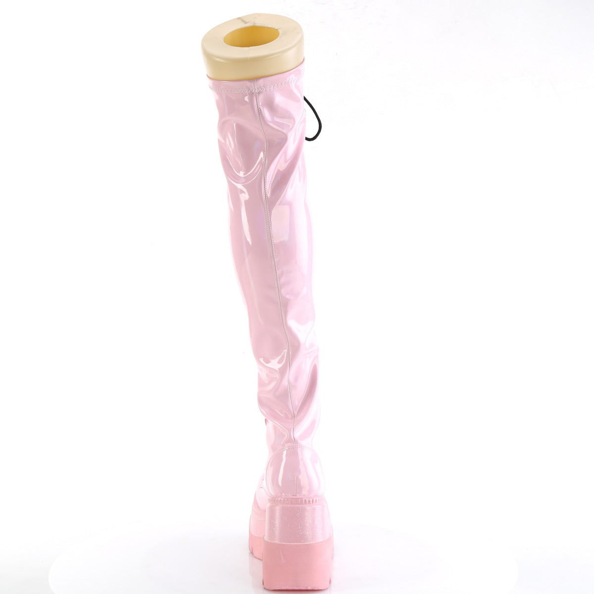 DemoniaCult Botas de mujer SHAKER-374 B. Patente de estiramiento de holograma rosa