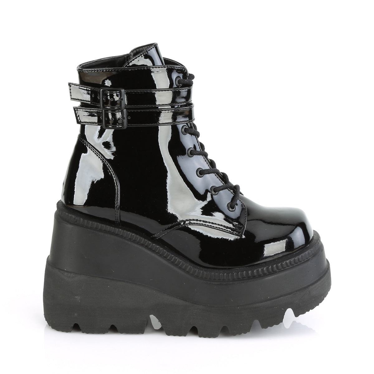 DemoniaCult Botas de tobillo para mujeres SHAKER-52 Patente BLK