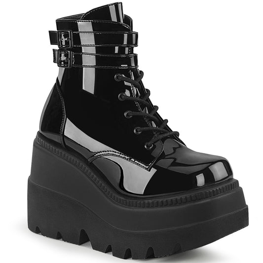 DemoniaCult Botas de tobillo para mujeres SHAKER-52 Patente BLK