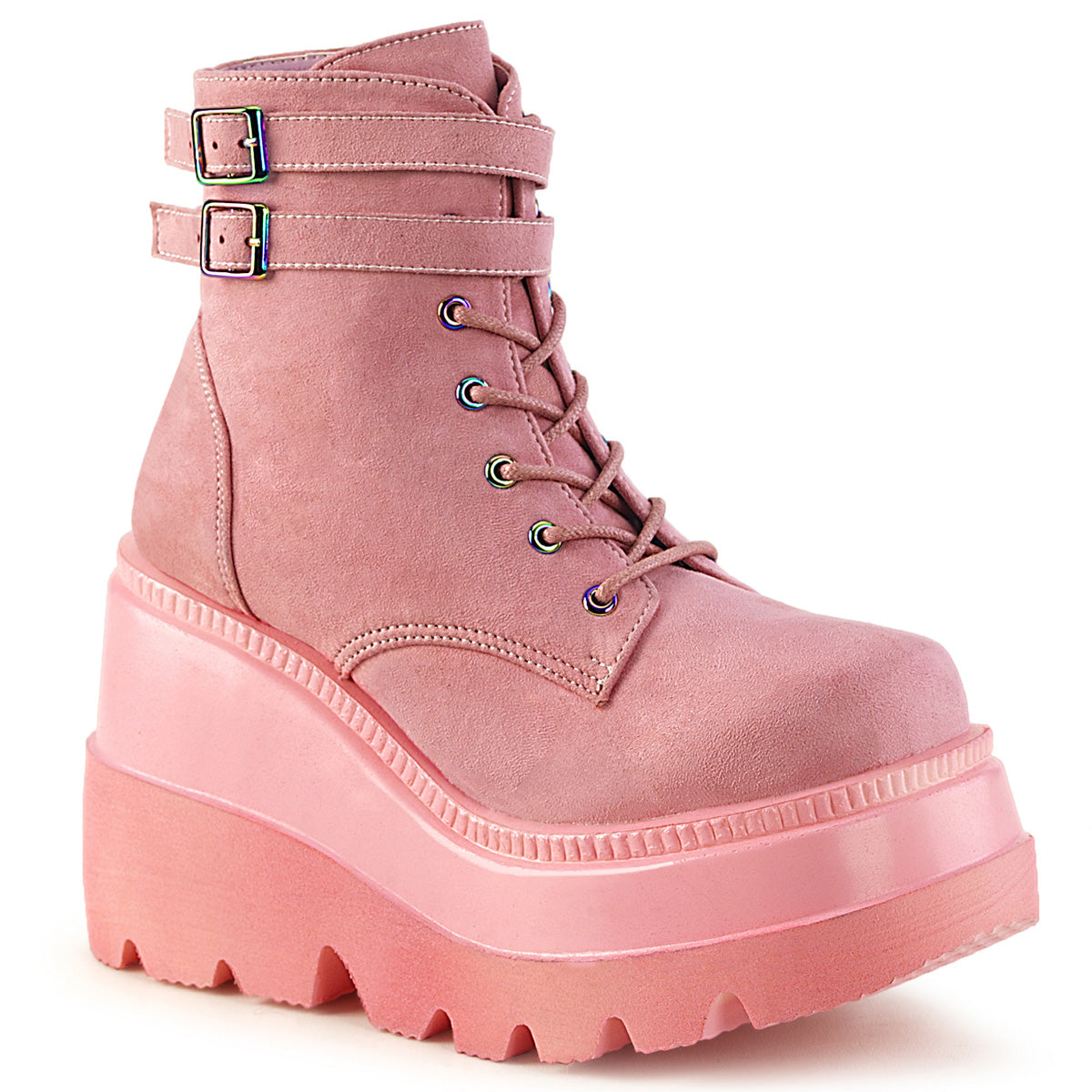 DemoniaCult Ankle Boots SHAKER-52 B. Pink Vegan Suede