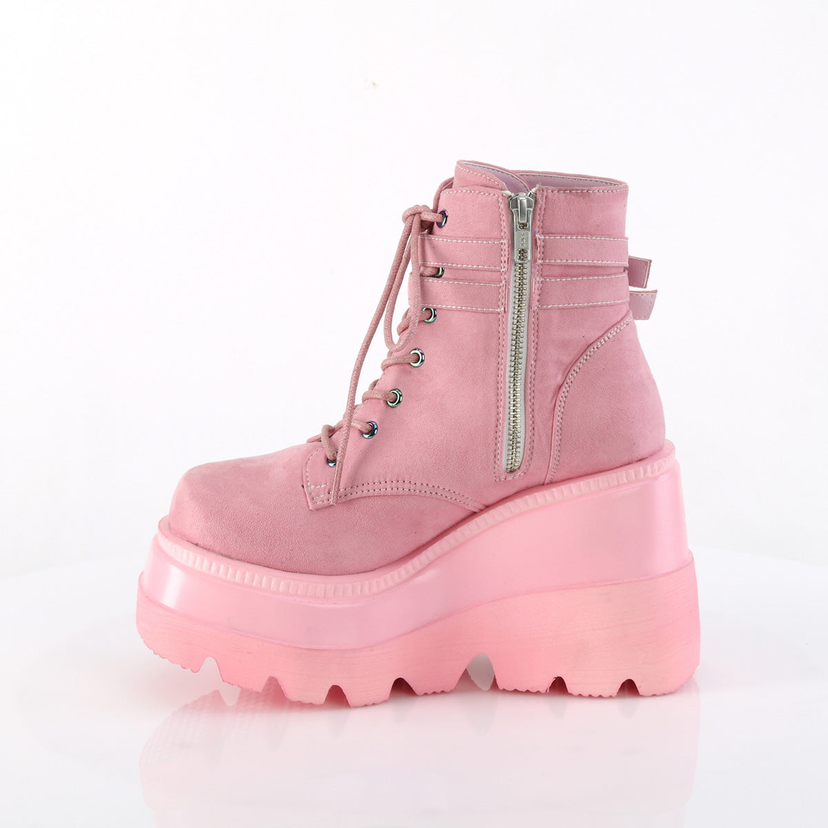 DemoniaCult Ankle Boots SHAKER-52 B. Pink Vegan Suede