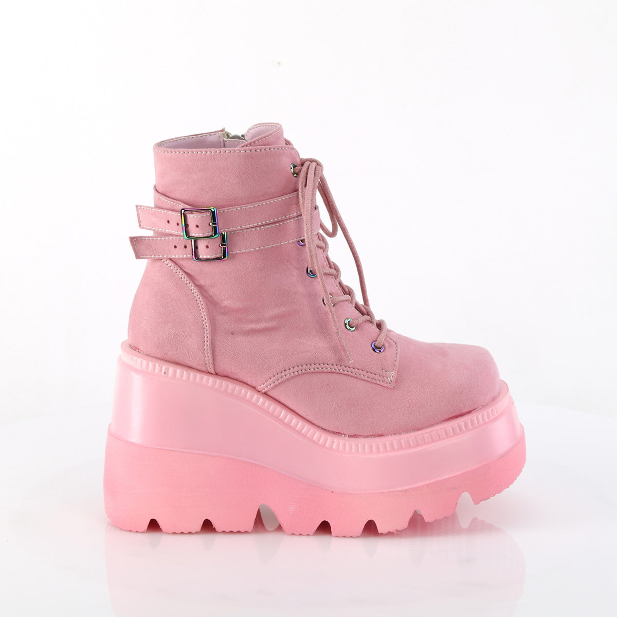 DemoniaCult Ankle Boots SHAKER-52 B. Pink Vegan Suede