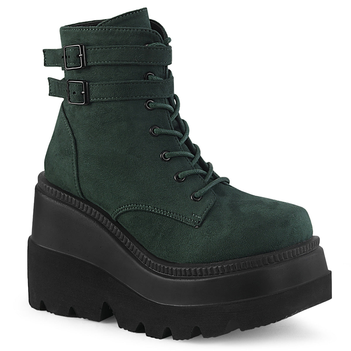 DemoniaCult Ankle Boots SHAKER-52 Emerald Vegan Suede