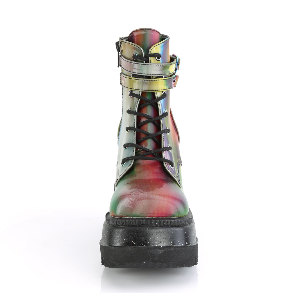 DemoniaCult Botas de tobillo para mujeres SHAKER-52 Rainbow reflexivo