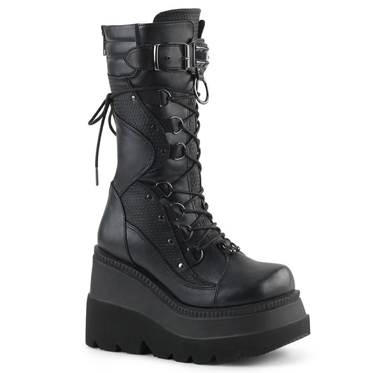 DemoniaCult Botas de mujer SHAKER-70 BLK de cuero vegano