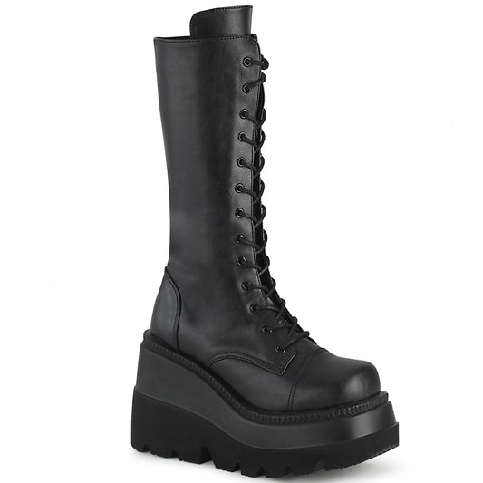 DemoniaCult Botas de mujer SHAKER-72 BLK de cuero vegano