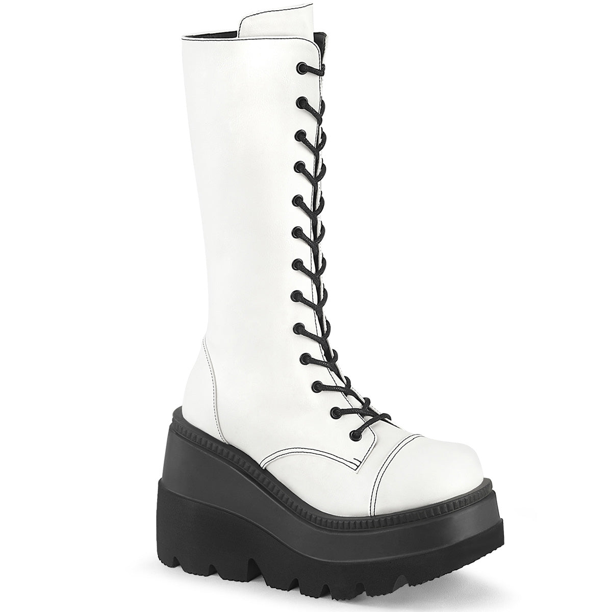 DemoniaCult Botas SHAKER-72 Wht Leather Vegan