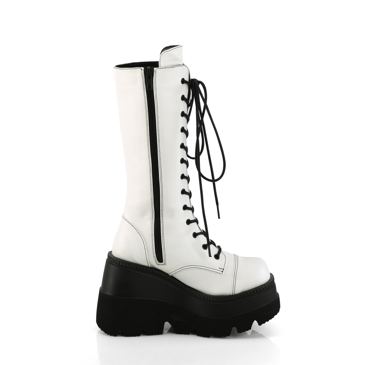 DemoniaCult Botas SHAKER-72 Wht Leather Vegan