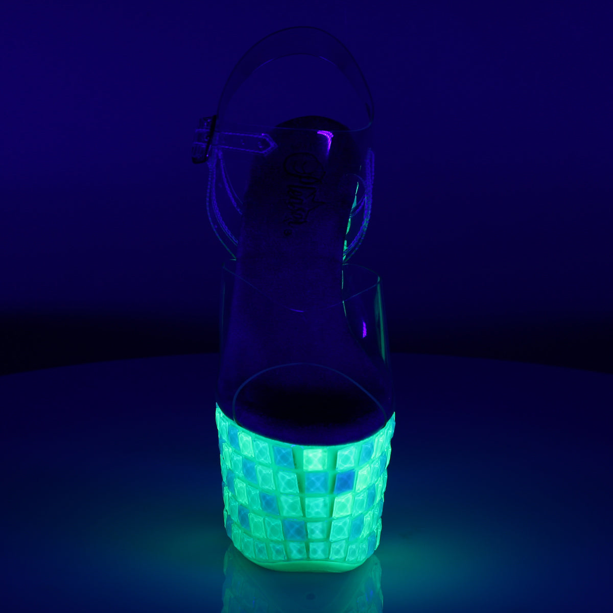 Pleaser Womens Sandals SKY-308UVTL Clr/Neon Green