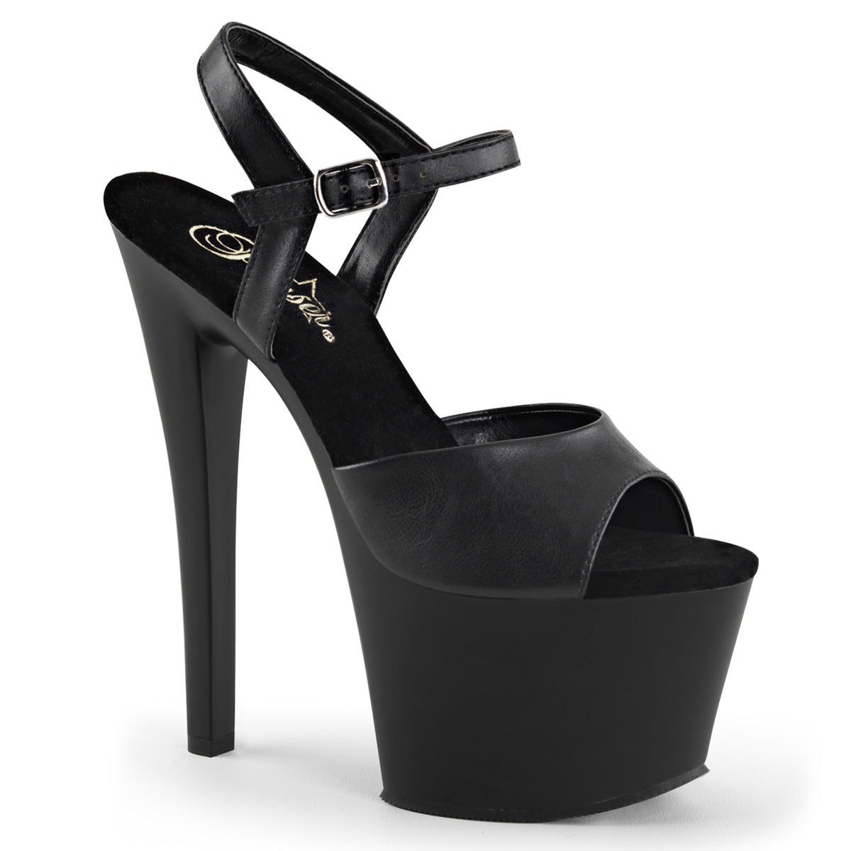 Pleaser Sandalias para mujer SKY-309 BLK Faux Cuero / Blk Mate