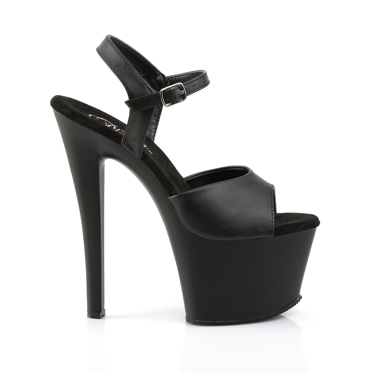 Pleaser Sandalias para mujer SKY-309 BLK Faux Cuero / Blk Mate