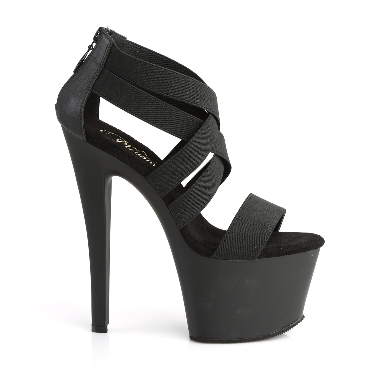 Pleaser Sandalias para mujer SKY-369 BLK BANDA ELASTIC / BLK MATE