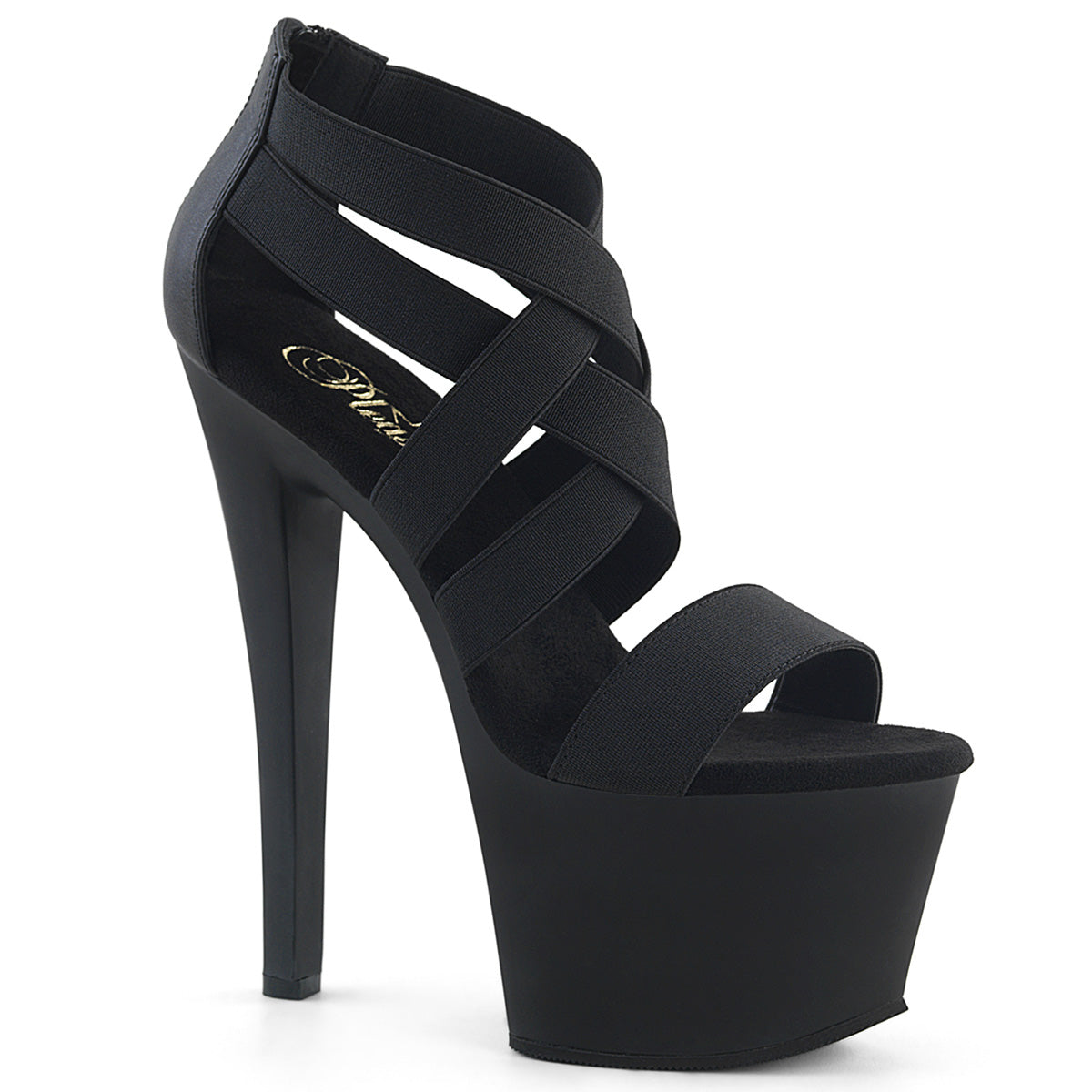 Pleaser Sandalias para mujer SKY-369 BLK BANDA ELASTIC / BLK MATE