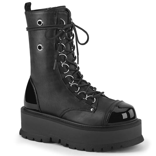DemoniaCult Botas de tobillo para mujeres SLACKER-150 BLK Vegan de cuero