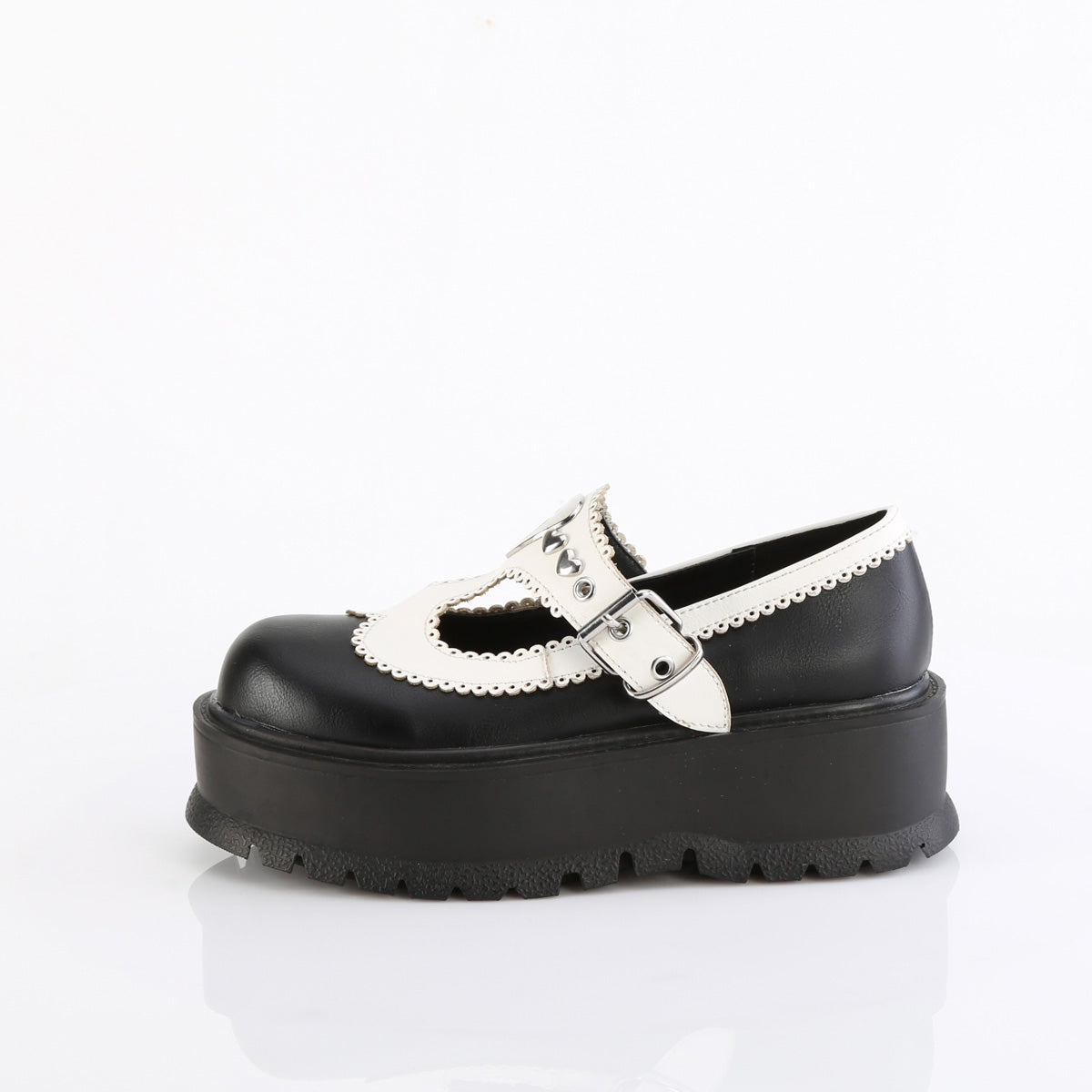 DemoniaCult SLACKER-23 Blk-wht cuero vegano