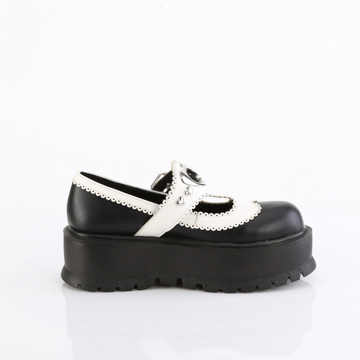 DemoniaCult SLACKER-23 Blk-wht cuero vegano