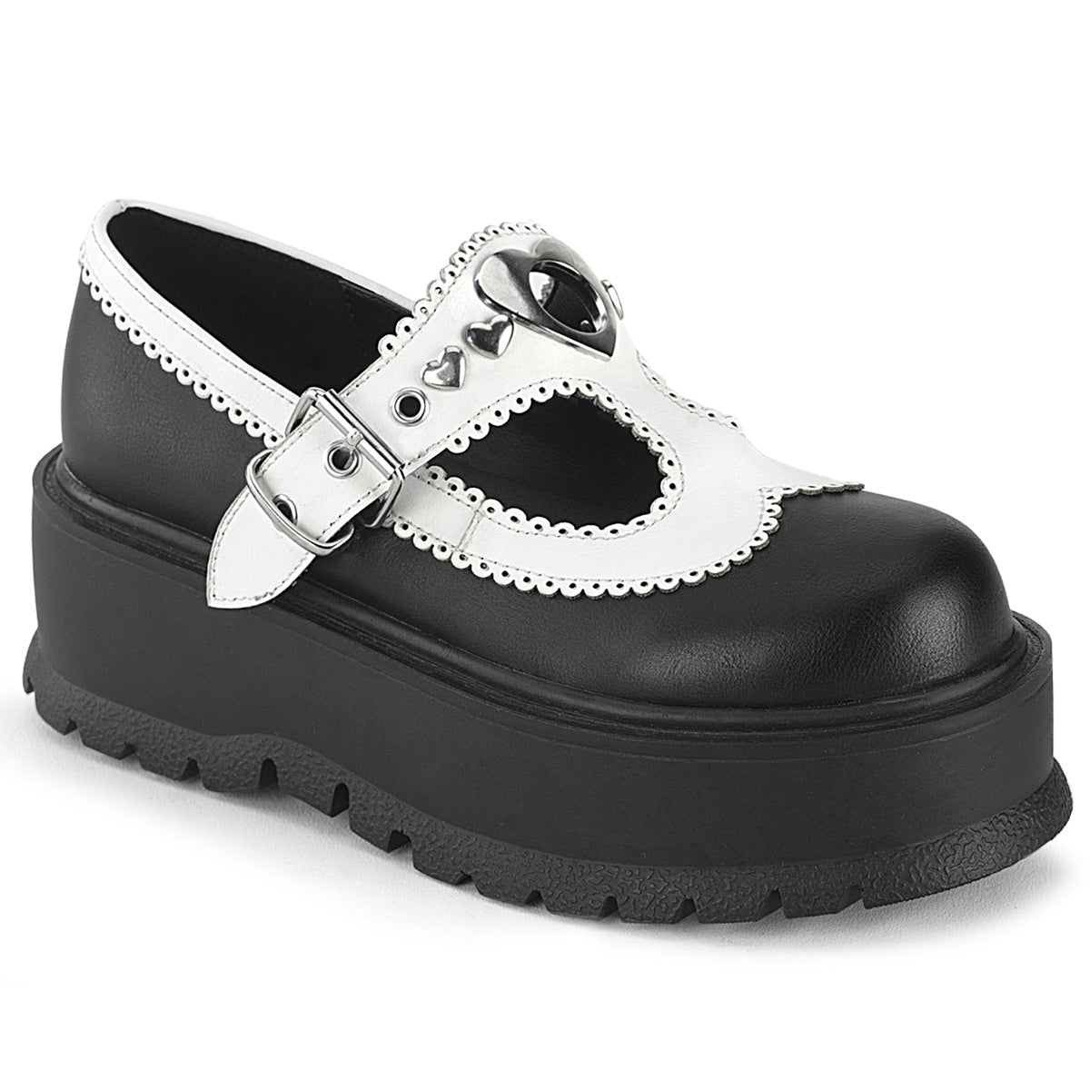 DemoniaCult SLACKER-23 Blk-wht cuero vegano