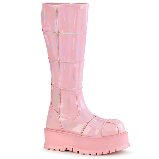 DemoniaCult Botas de mujer SLACKER-230 B. holograma rosa Pat