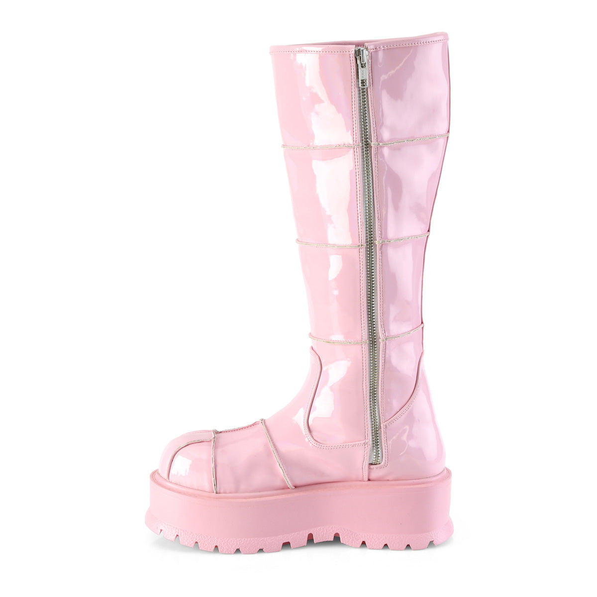 DemoniaCult Botas de mujer SLACKER-230 B. holograma rosa Pat