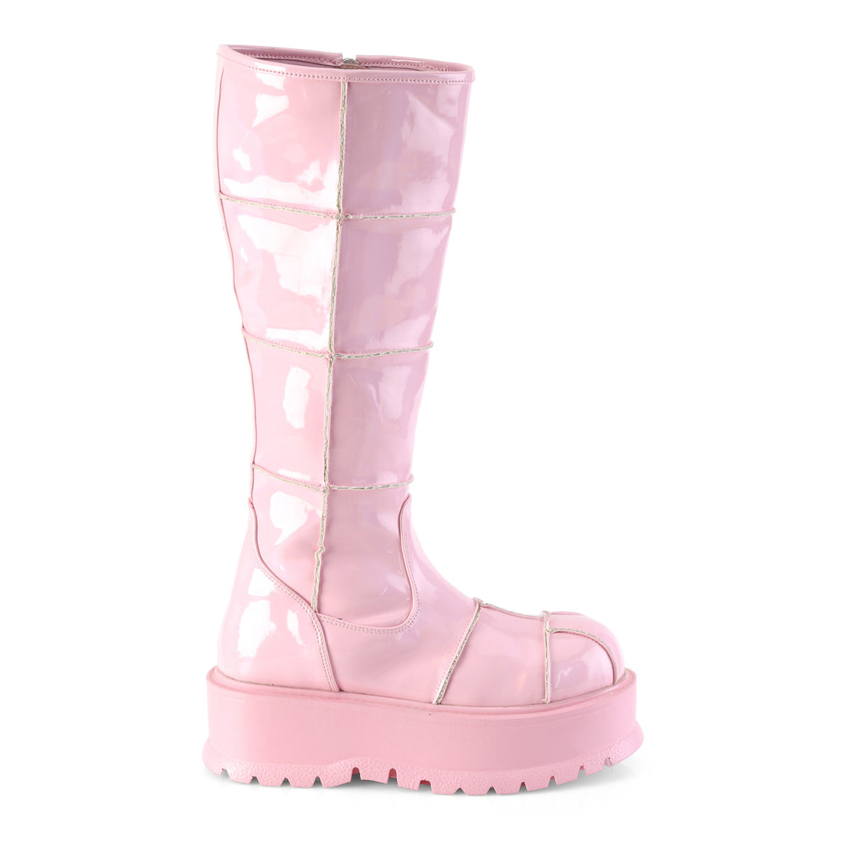 DemoniaCult Botas de mujer SLACKER-230 B. holograma rosa Pat