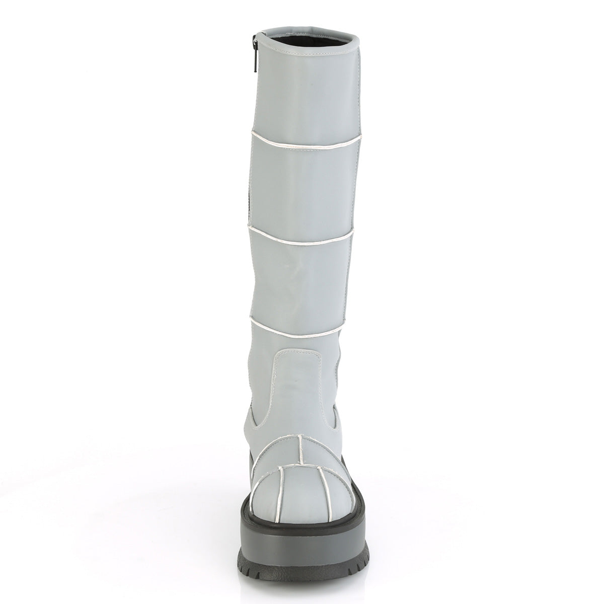 DemoniaCult Botas de mujer SLACKER-230 cuero vegano reflectante gris