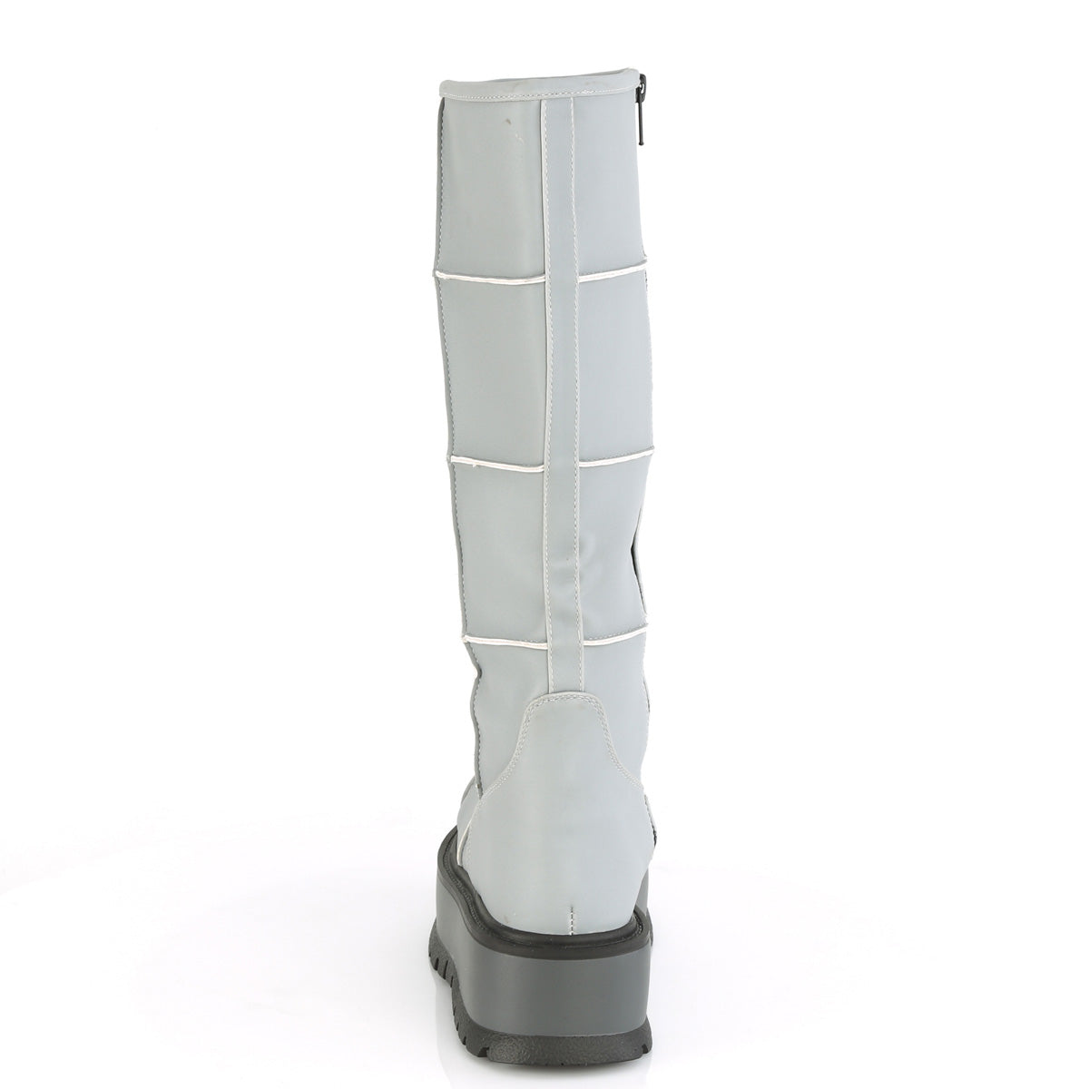 DemoniaCult Botas de mujer SLACKER-230 cuero vegano reflectante gris