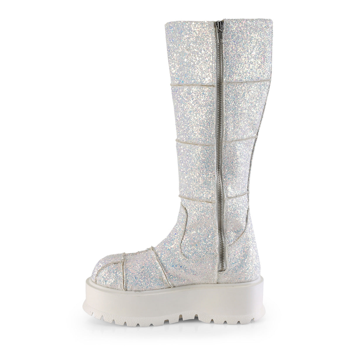 DemoniaCult Womens Boots SLACKER-230 Wht Multi Glitter