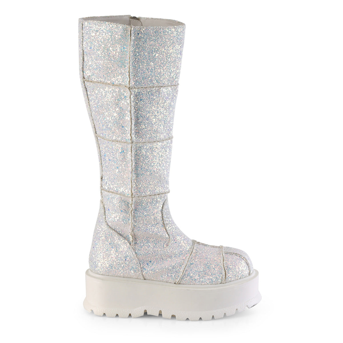 DemoniaCult Womens Boots SLACKER-230 Wht Multi Glitter