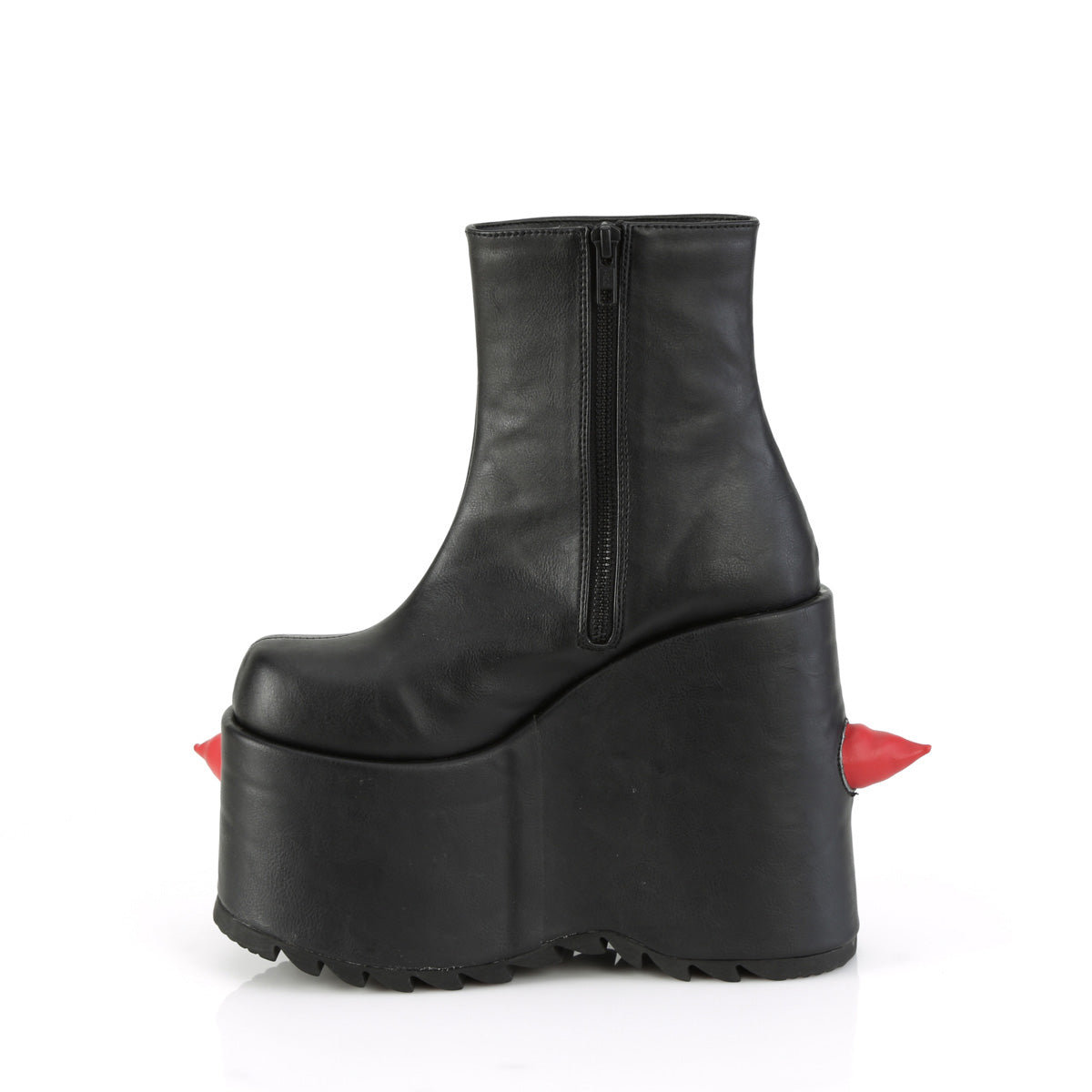 DemoniaCult Ankle Boots SLAY-77 Blk-Red Vegan Leather