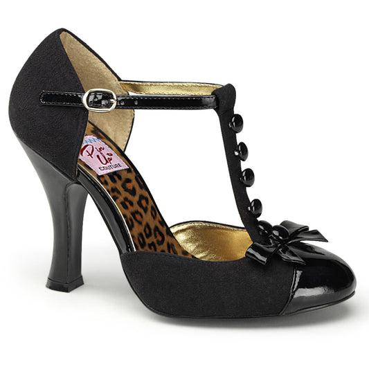 Pin Up Couture Bombas para mujer SMITTEN-10 BLK M. SUEDE-BLK PAT