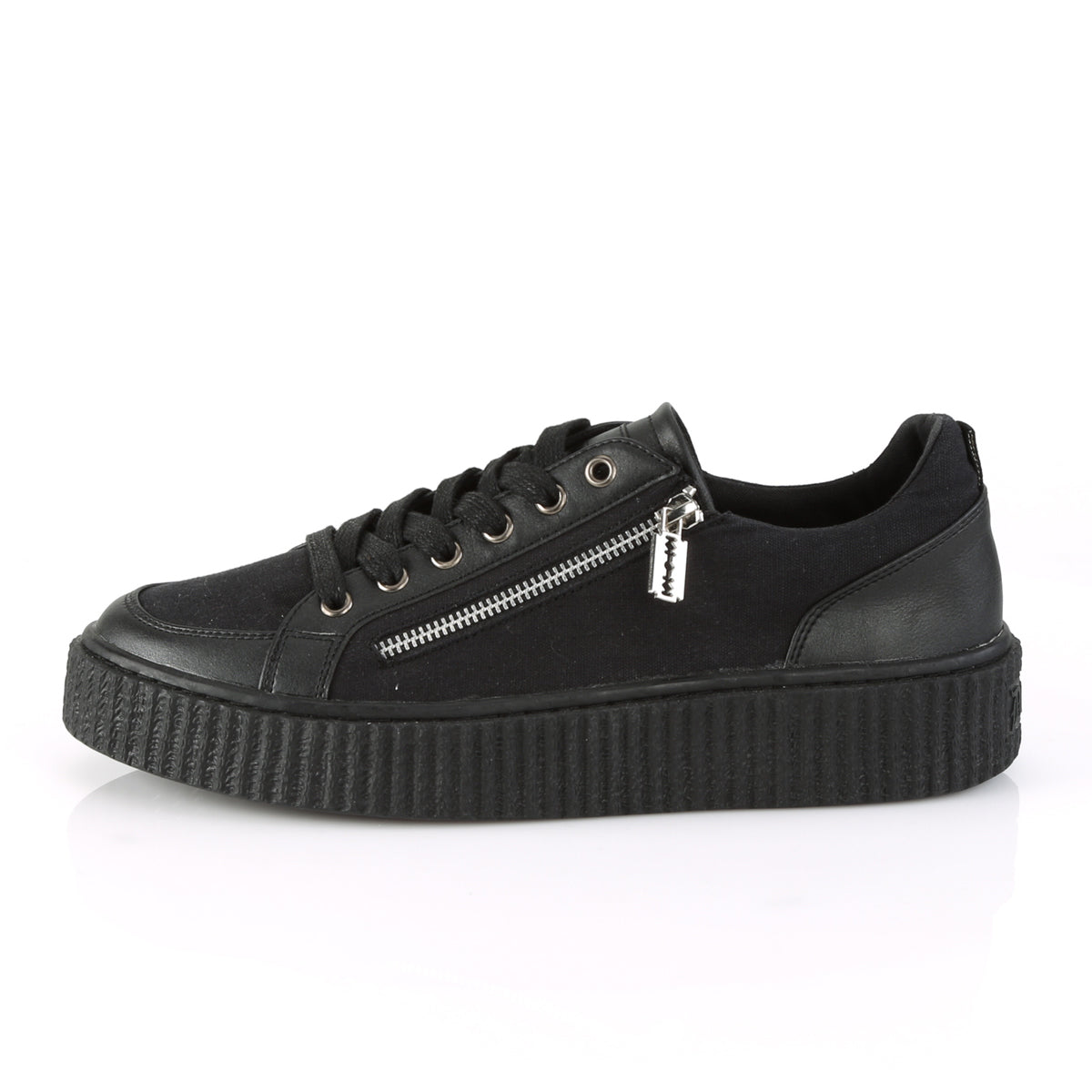 DemoniaCult De los hombres SNEEKER-105 Blk Canvas-Blk PU