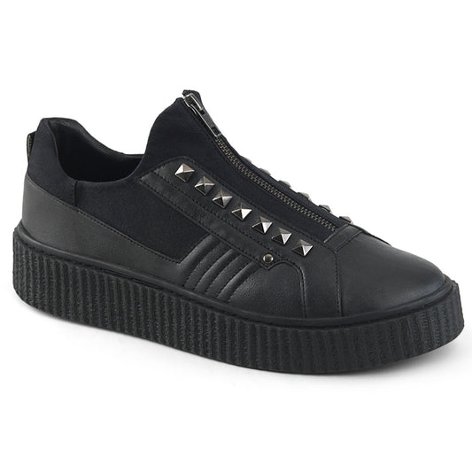 DemoniaCult Zapato bajo para hombre SNEEKER-125 BLK Canvas-Blk PU