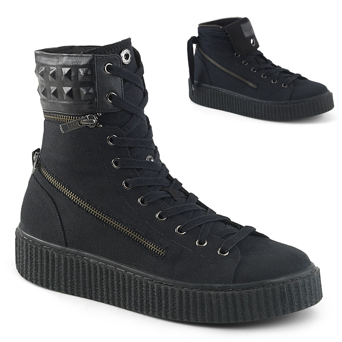 DemoniaCult Botines para hombre SNEEKER-270 BLK lienzo