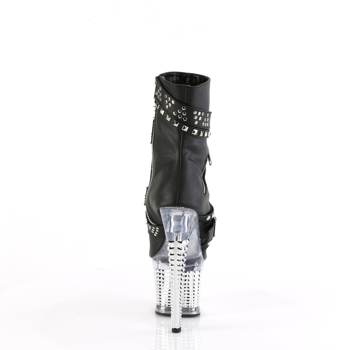 Pleaser Ankle Boots SPECTATOR-1015 Blk faux Leather/Clr-Slv Chrome