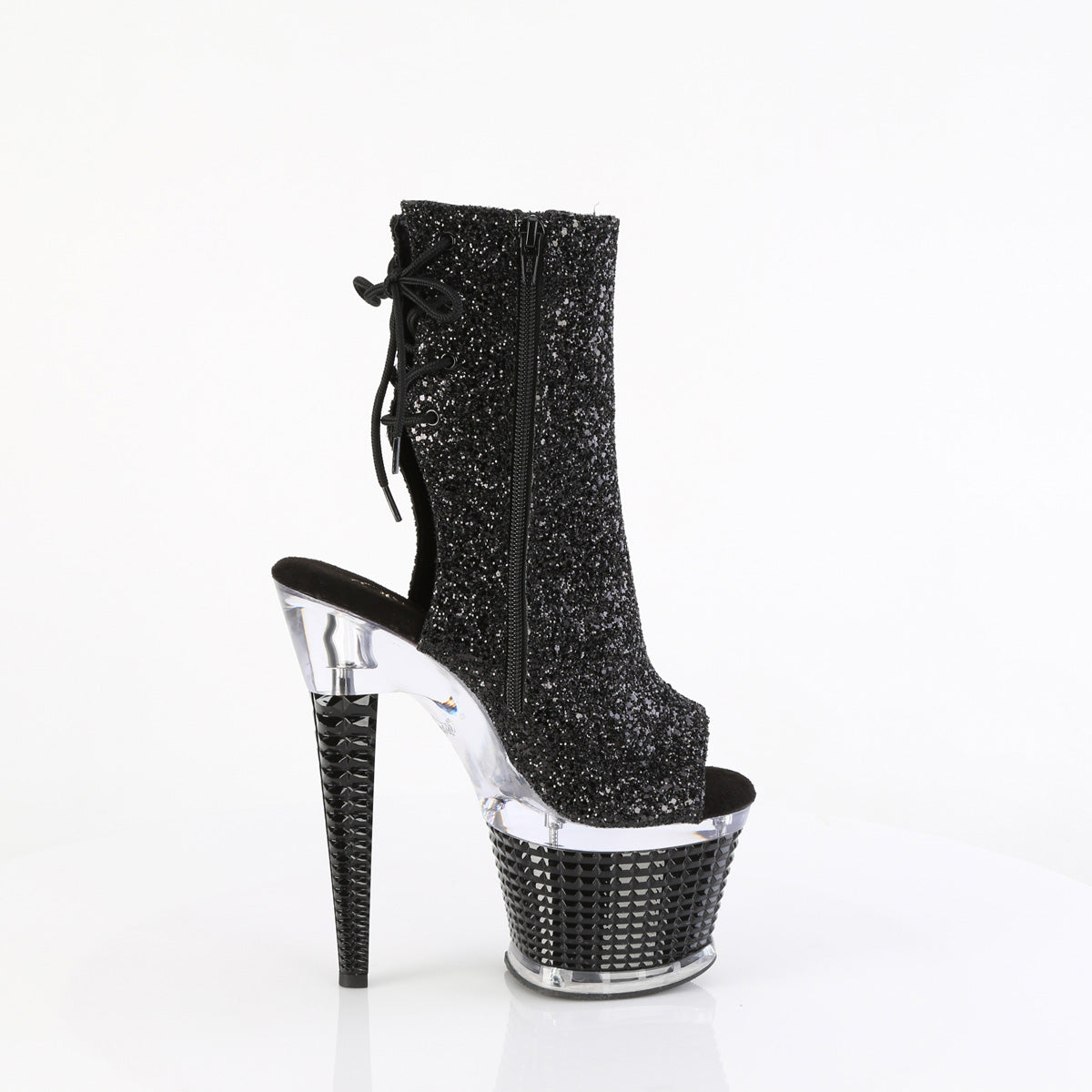 Pleaser Ankle Boots SPECTATOR-1018G Blk Glitter/Clr-Blk