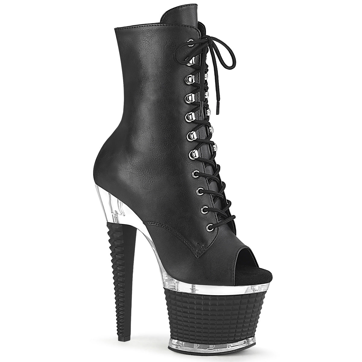 Pleaser Ankle Boots SPECTATOR-1021 Blk Faux Leather/Clr-Blk Matte