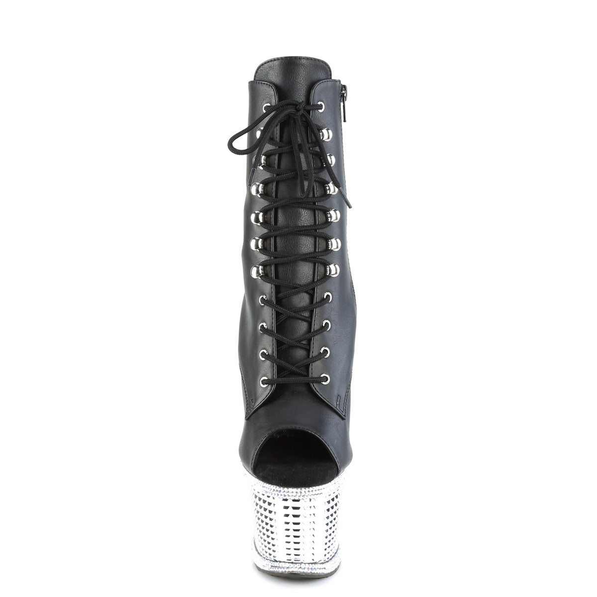 Pleaser Ankle Boots SPECTATOR-1021RS Blk Faux Leather/Slv RS-Chrome