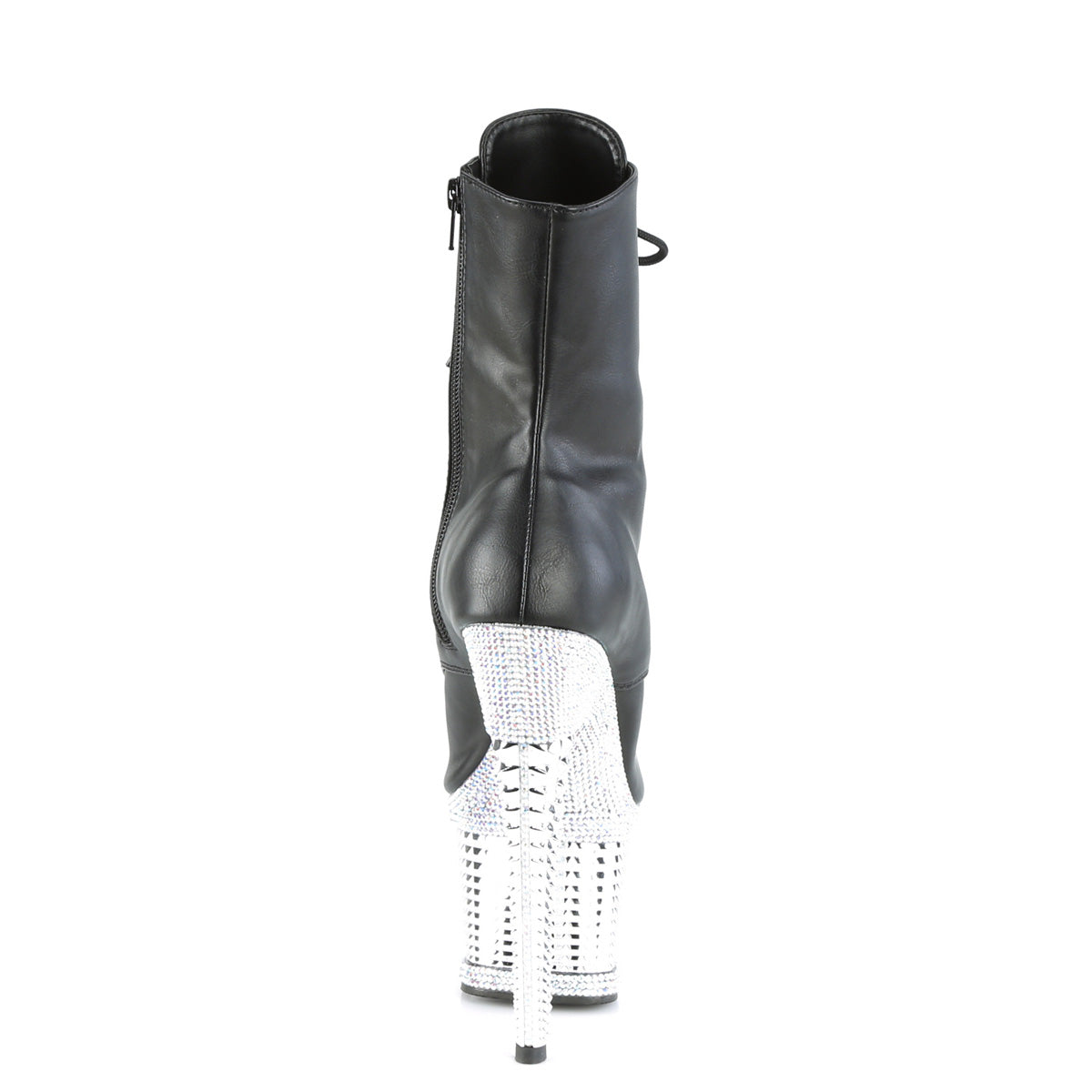 Pleaser Ankle Boots SPECTATOR-1021RS Blk Faux Leather/Slv RS-Chrome