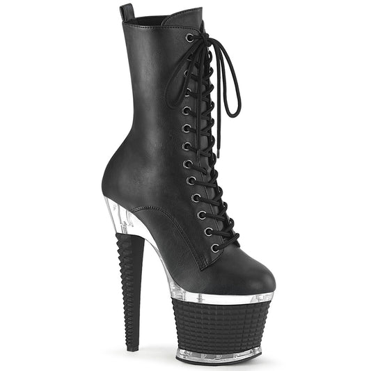 Pleaser  Botines SPECTATOR-1040 Blk Faux Cuero / Clr-Blk Mate