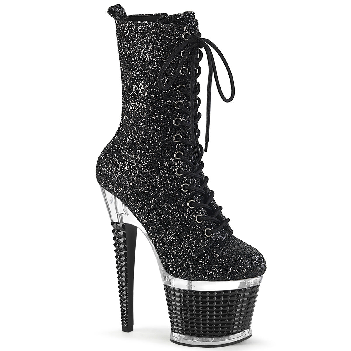 Pleaser Ankle Boots SPECTATOR-1040G Blk Glitter/Clr-Blk