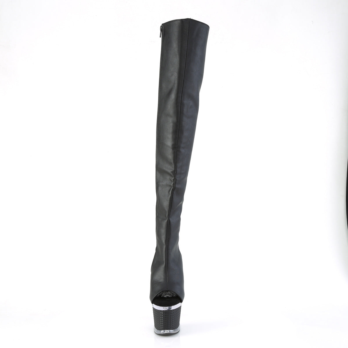 Pleaser Botas SPECTATOR-3019 Blk Faux Cuero / Clr-Blk Mate