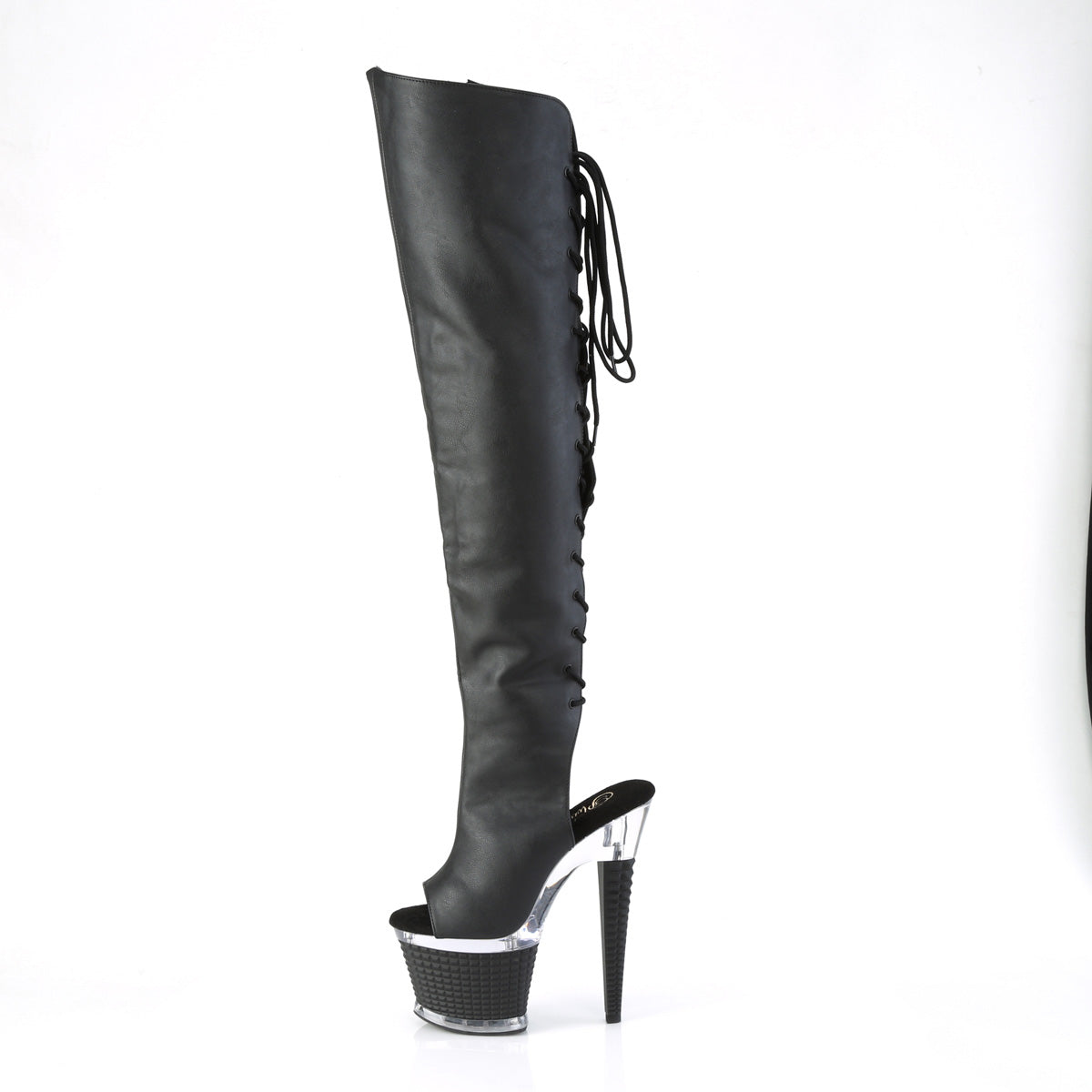 Pleaser Botas SPECTATOR-3019 Blk Faux Cuero / Clr-Blk Mate
