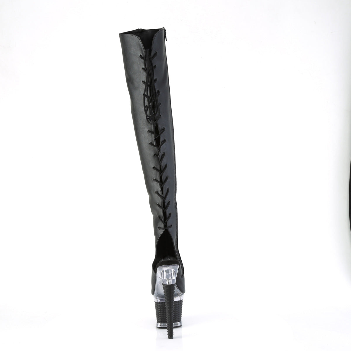 Pleaser Botas SPECTATOR-3019 Blk Faux Cuero / Clr-Blk Mate